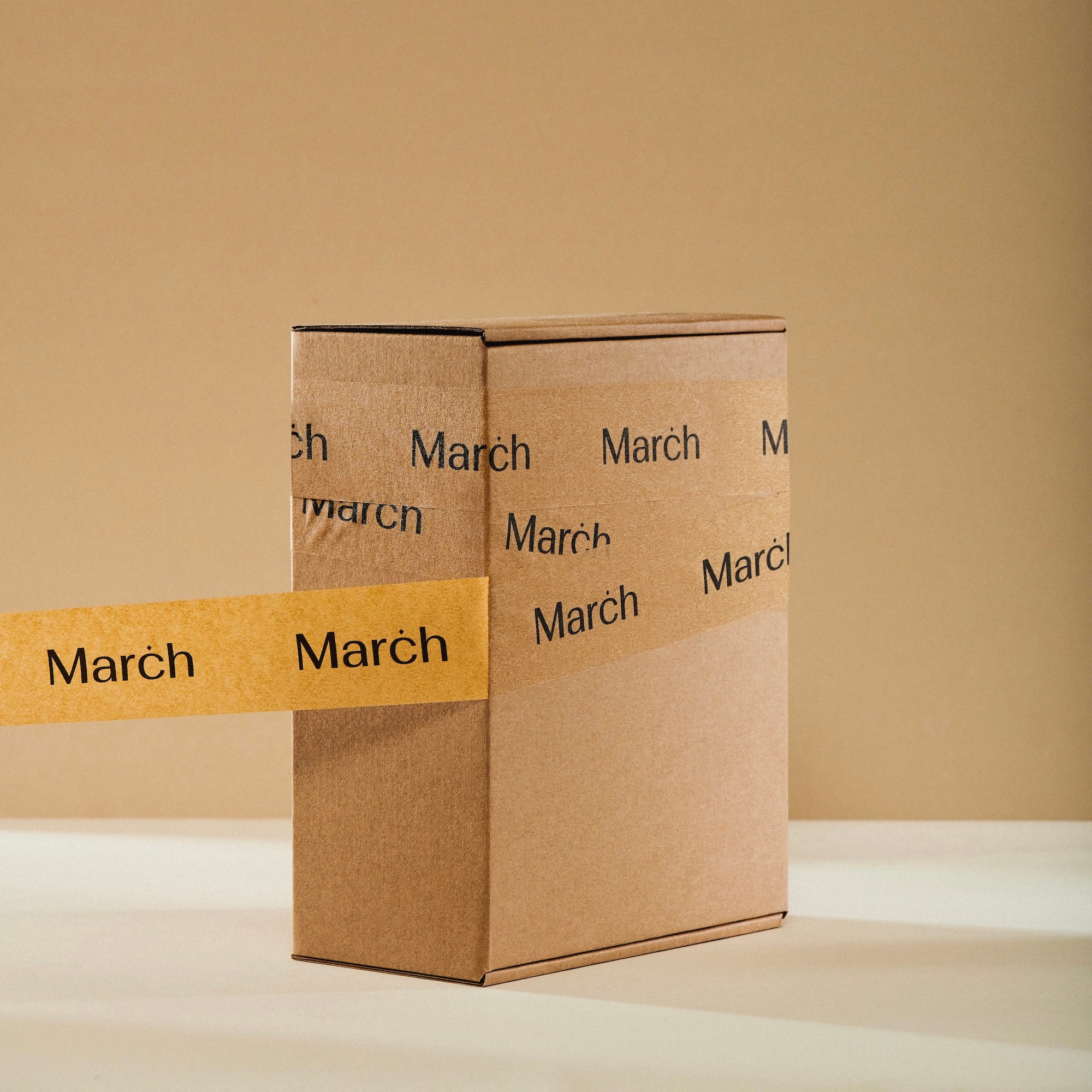 March Versandverpackung brauner Karton mit Klebeband